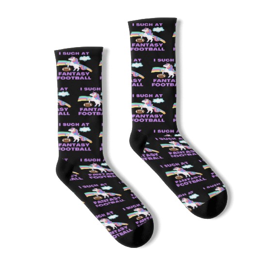 I Suck At Fantasy Football Funny Cute Unicorn Socks