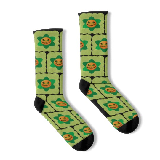 flowers pumpkin Halloween Socks