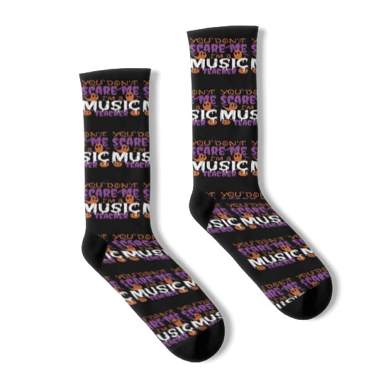 Ghost Pumpkin Music Teacher Halloween Socks