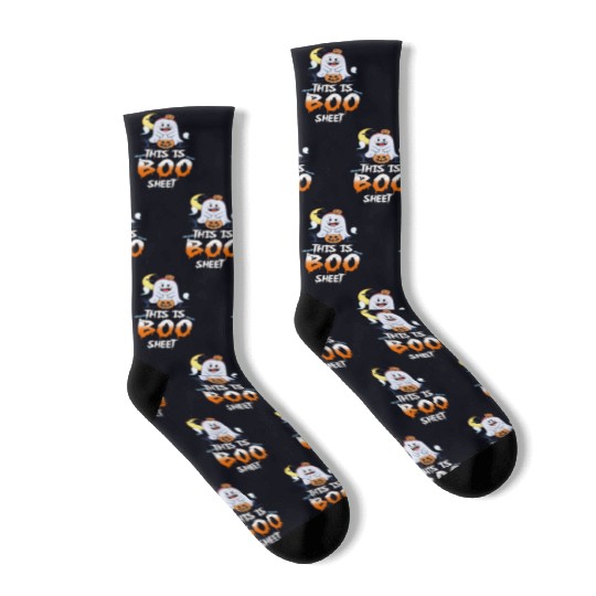 This Is Boo Sheet Funny Moon Halloween Socks