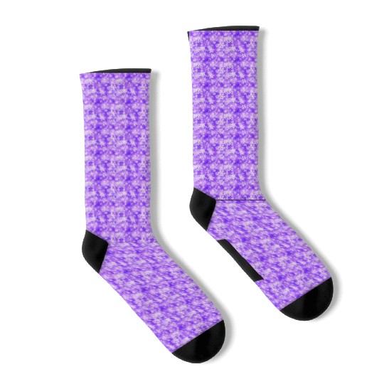Purple White Snowflakes Pattern Socks
