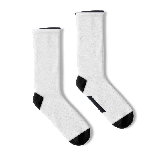 Modern Snowflakes Pattern White Silver Socks