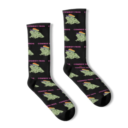 Cute frog in pride color cowboy hat Socks