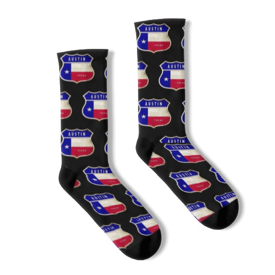 Austin Texas crest flags design Socks