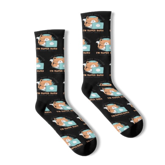 Working Busy Cat Employee Cat Owner Worker Socks