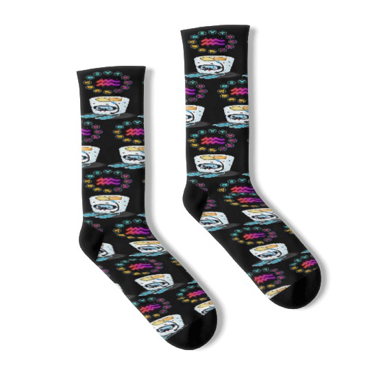Japanese Sushi Funny Aquarius Zodiac Sushi Lover Socks