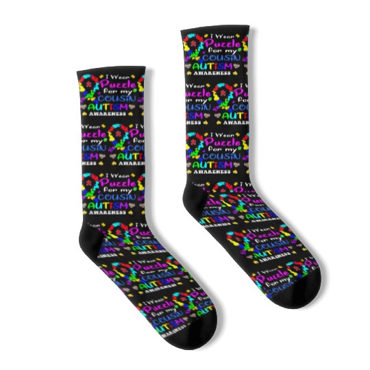 I wear a Puzzle for my Cousin Autism Awareness T S Socks