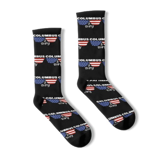 Columbus Day Glasses America Socks