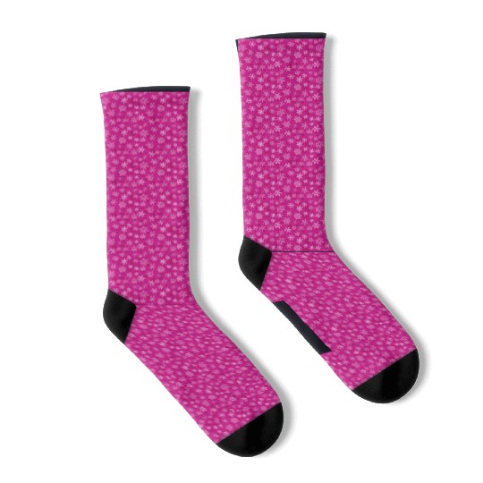Pretty Pink Snowflakes Pattern Socks
