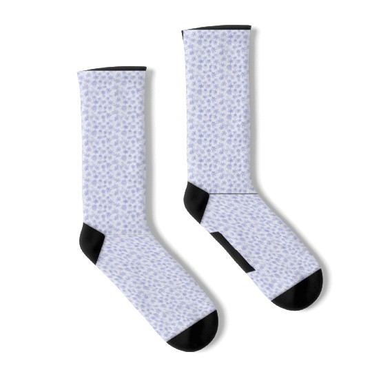 Elegant Snowflakes Pattern White Purple Socks
