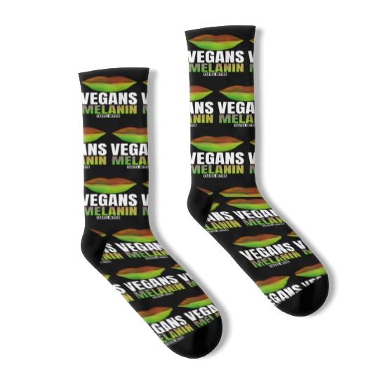 Lovable Melanin Of Vegans Quote Socks