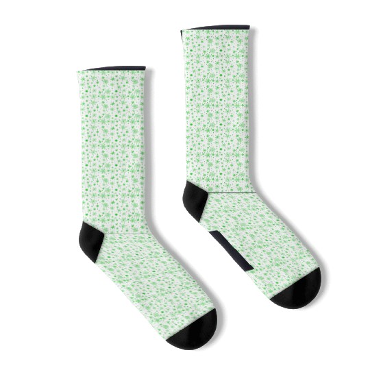 Snowflakes Pattern Green White Socks