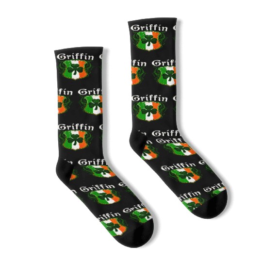 Griffin Irish Surname Ireland Flag Shield Shamrock Socks