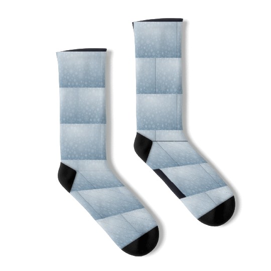 Abstract Blue Snowflakes Pattern Socks