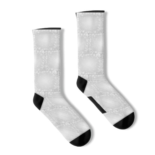 Grey White Snowflakes Pattern Socks