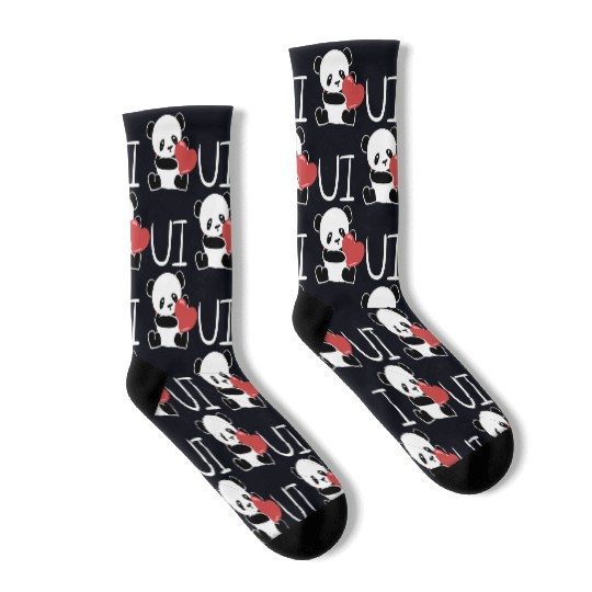 i love you panda valentines day Socks