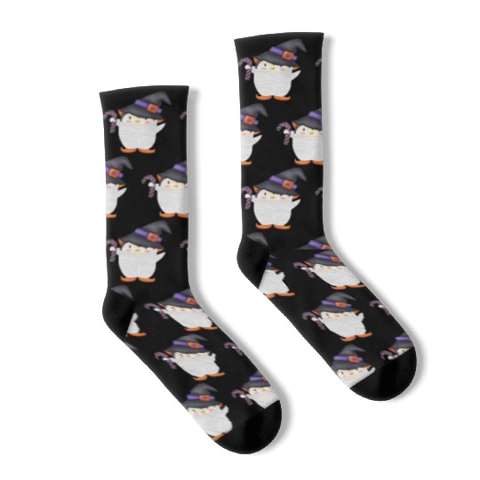 Halloween Penguin in a mummy costume Socks