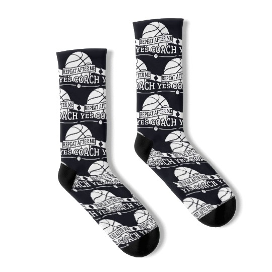 Repeat After Me Yes Coach Basketball Gift Socks