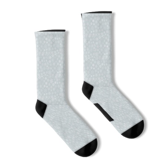 Winter Snowflakes Pattern Grey White Socks