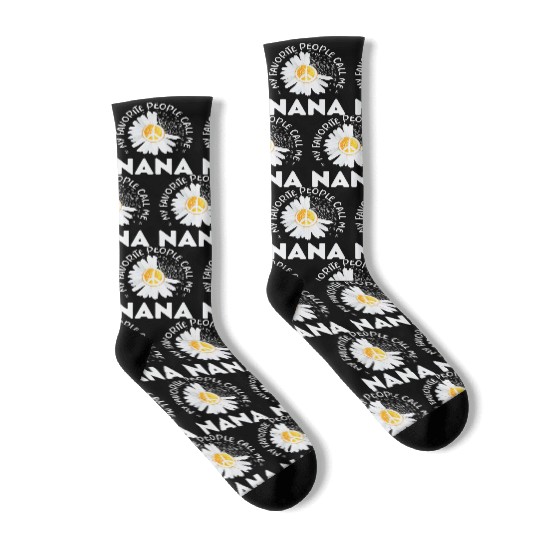 My Favorite People Call Me Nana Floral Grandma Mot Socks