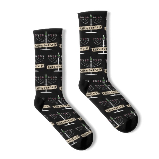 Let's Get Lit Wine Lovers Hanukkah Socks
