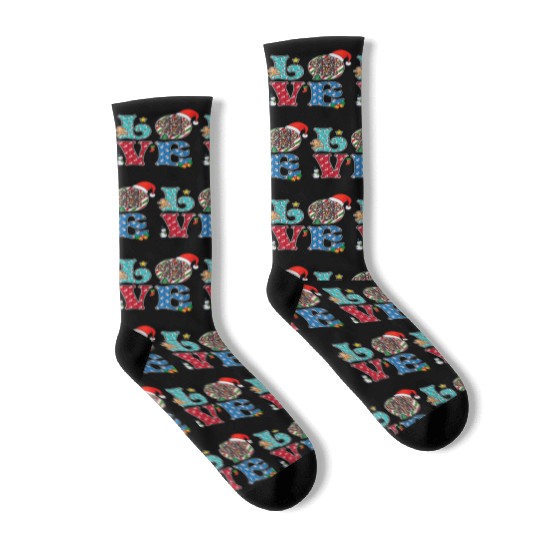 I Love Dog Dog Paw Print Christmas Socks