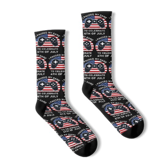 4th of july Gamer I paused my game to Celebrate Socks