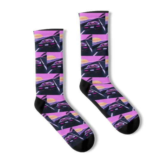 Vaporwave Aesthetic Sports Car Driving Into A Socks