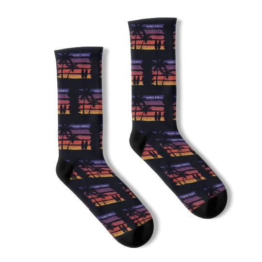 Cool Saint Kitts Surfing Fan Beach Palm Tree Socks