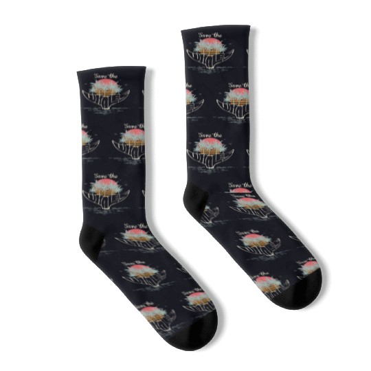Save The Whales Retro Orca Killer Whale Socks