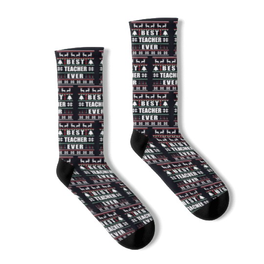 Funny Ugly Christmas Best Teacher Ever Socks