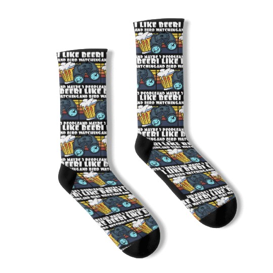 Birdwatching I Like Beer Binoculars Ornithologist Socks