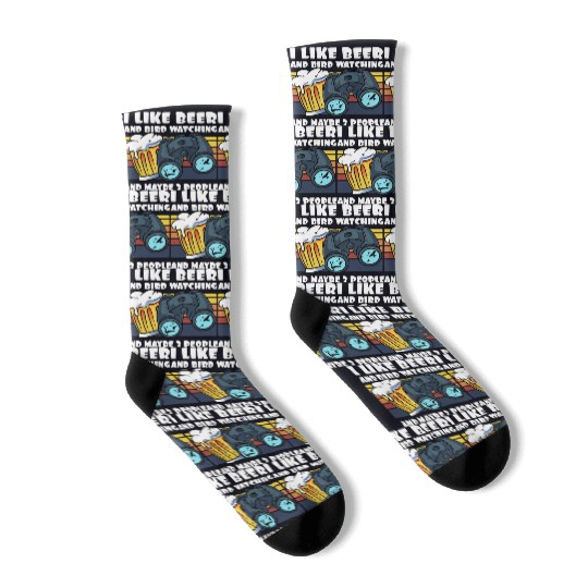 Birdwatching I Like Beer Binoculars Ornithologist Socks