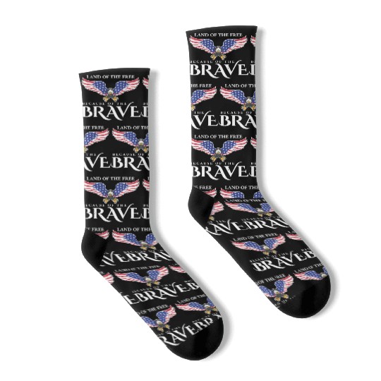 Land Of The Free Because Of The Brave Patriot USA Socks