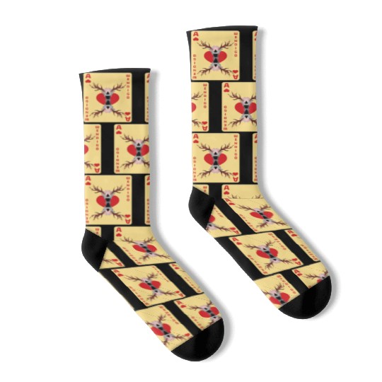 Folk Creature Card Wendigo Halloween Cryptid Socks