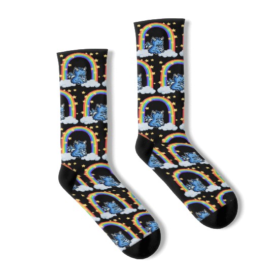 Dragon rainbow cloud stars Socks