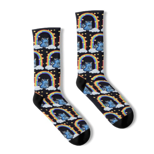 Dragon rainbow cloud stars Socks