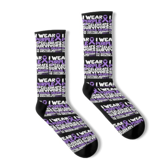 Domestic Violence Awareness Socks, I Wear Purple