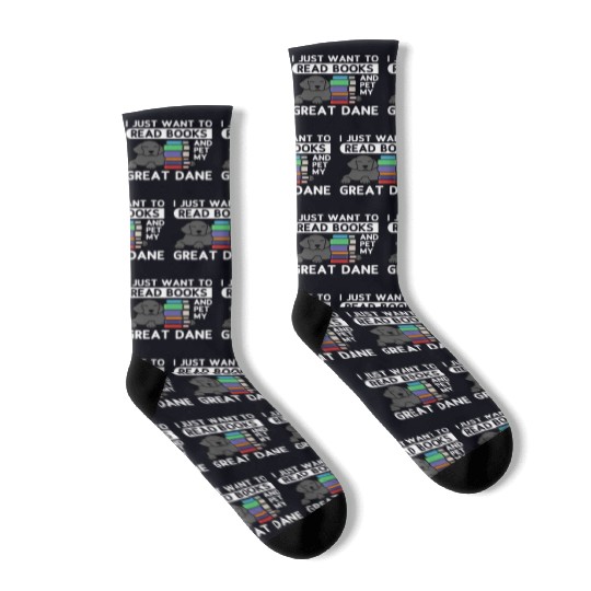 I Just Want To Read Books Great Dane Socks