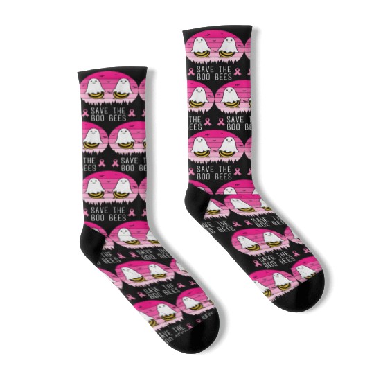 Save the Boo Bees Breast Cancer Awareness Socks
