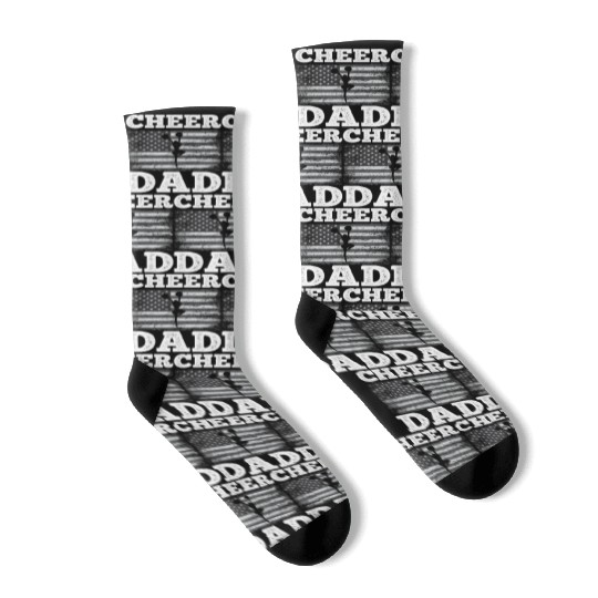 Cheer Dad American Flag Vintage Funny Cheerleader Socks