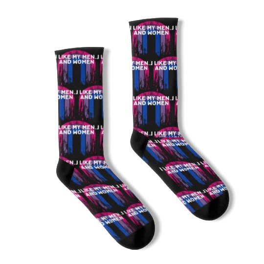 I Like My Men and Women Bisexual LGBTQ Bi Pride Socks