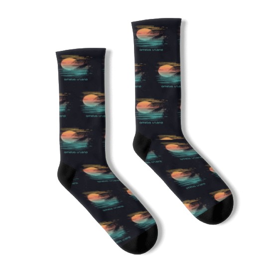 Artistic Amelia Island Florida Palm Tree Vacation Socks