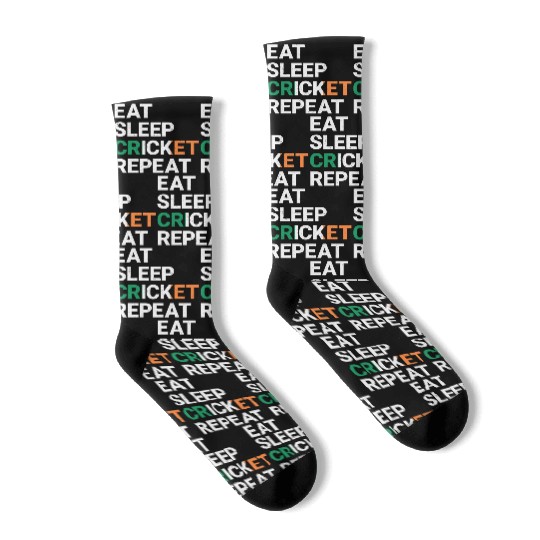 Eat Sleep Cricket Repeat Ireland Flag Sports Gift Socks