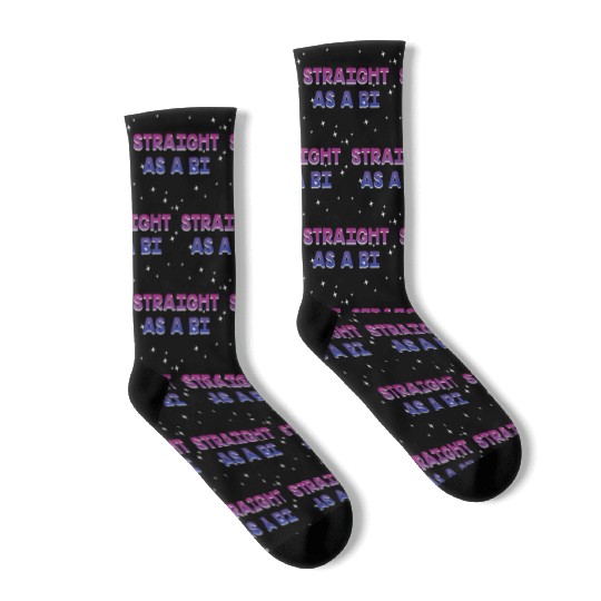 Straight as a Bi Bisexual Sayings Bi Pride Quotes Socks
