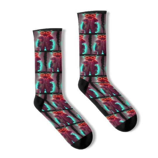 Futuristic Cyberpunk Cat Socks