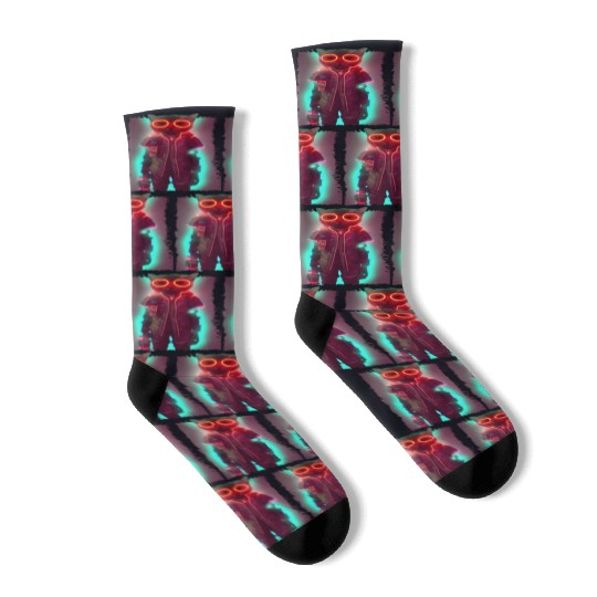 Futuristic Cyberpunk Cat Socks