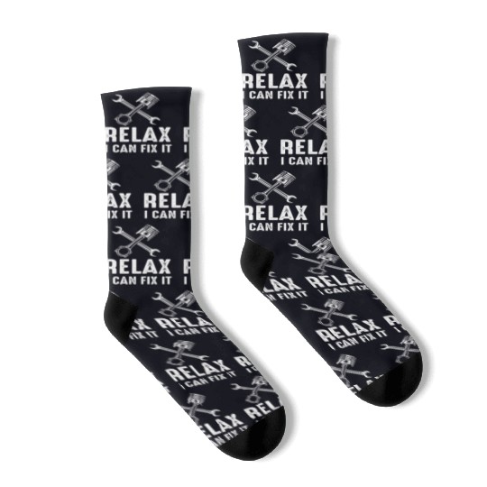 Relax I Can Fix It Mechanic Handyman design Socks