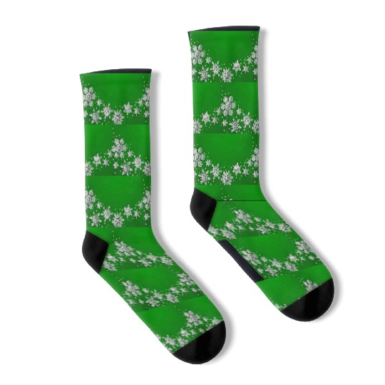 Christmas Snowflakes Green Winter Socks