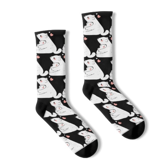 Cute Mama and Baby Bear Cub Hugging Mothers Day Socks